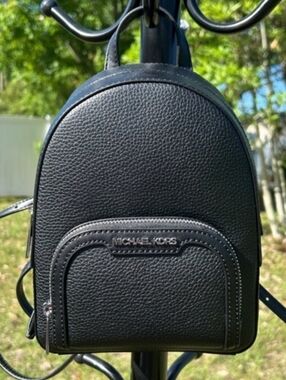 Michael Kors Black Pebbled Leather Mini Backpack Crossbody